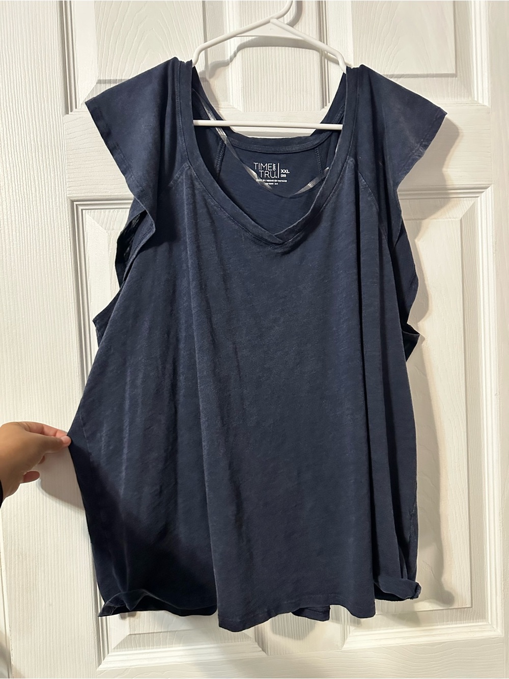 Time and Tru Navy Flutter Sleeve Tank Top